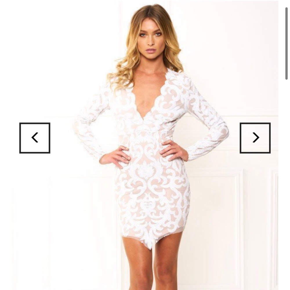 Dior Bella White Sequins Asymmetrical Dress